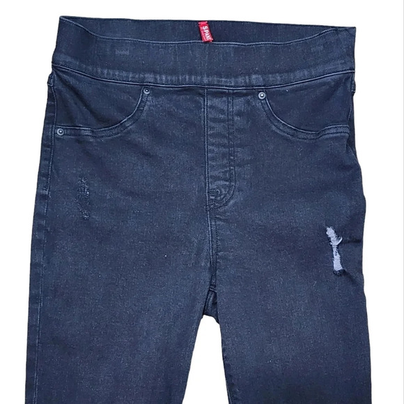 SPANX Vintage Black Distressed Ankle Jeggings - Picture 3 of 8